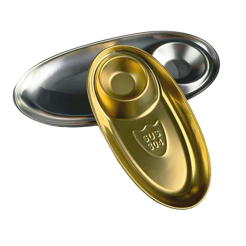 304 Stainless Steel Oval Divided Snack Plate