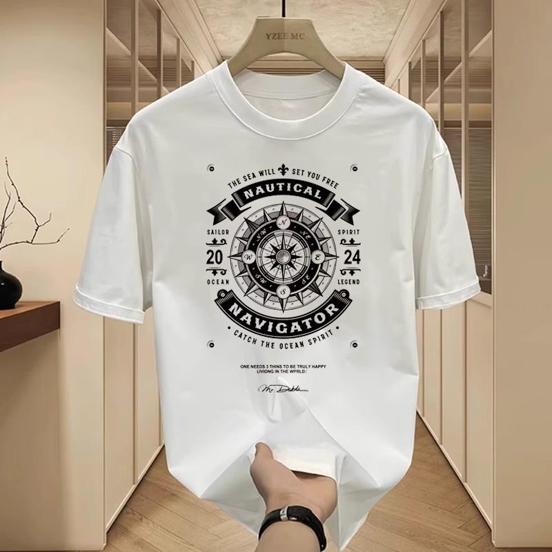 Trendy Brand Short-Sleeved Pure Cotton Men'S Printed T-Shirt Trendy Men'S And Women'S Versatile Round Neck T-Shirt Men'S