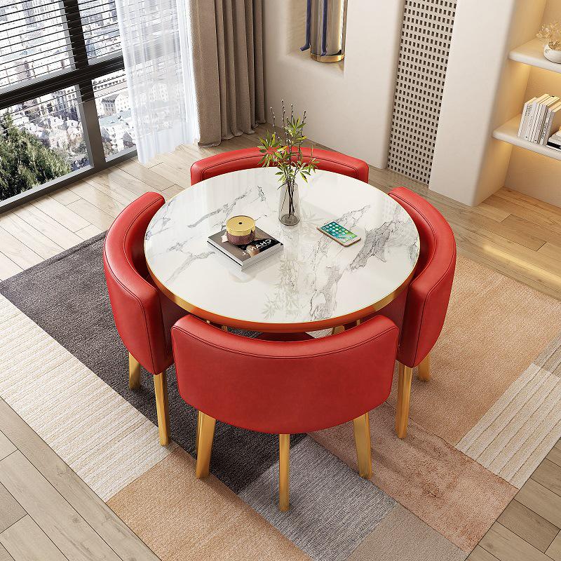 Modern Reception & Meeting Table Set: Office & Leisure Round or Square Dining Table with Chairs.