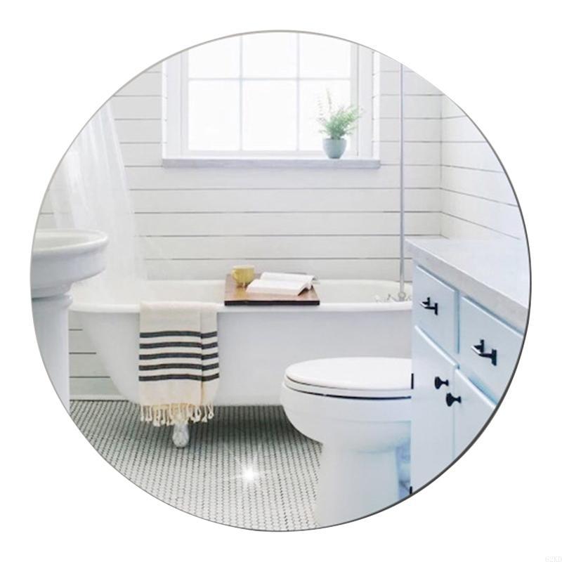 

62KD Наклейка на зеркало на стену Клейкая Съемная Круглая Обои для дома Гостиная серебряный