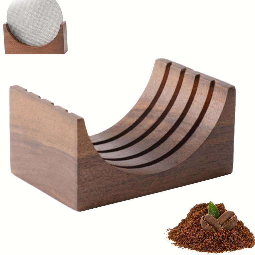 D5 Coffee Puck Screen Stand, Espresso-Puck Screen Walnut-Stand Coffee Reusable Filter for 51/53/58mm Coffee Filter Screen Holder