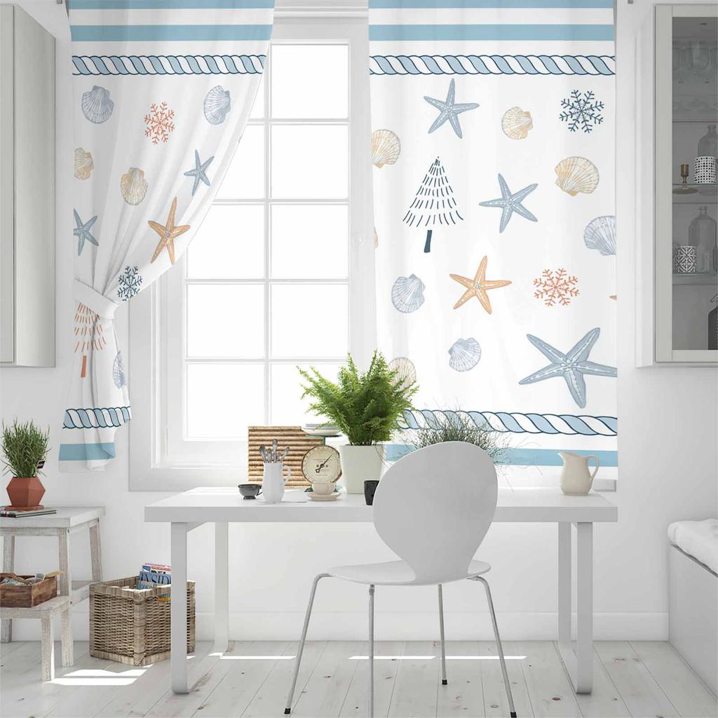 Starfish Snowflakes Christmas Blackout Curtains For Living Room Bedroom Window Treatment Blinds Drapes