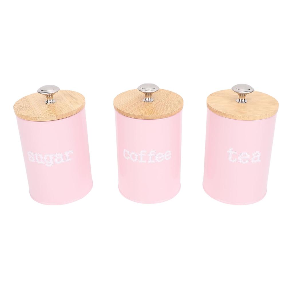 3pcs Storage Canister Multifunctional Airtight Iron Storage Jar with Lid for Tea Coffee Sugar