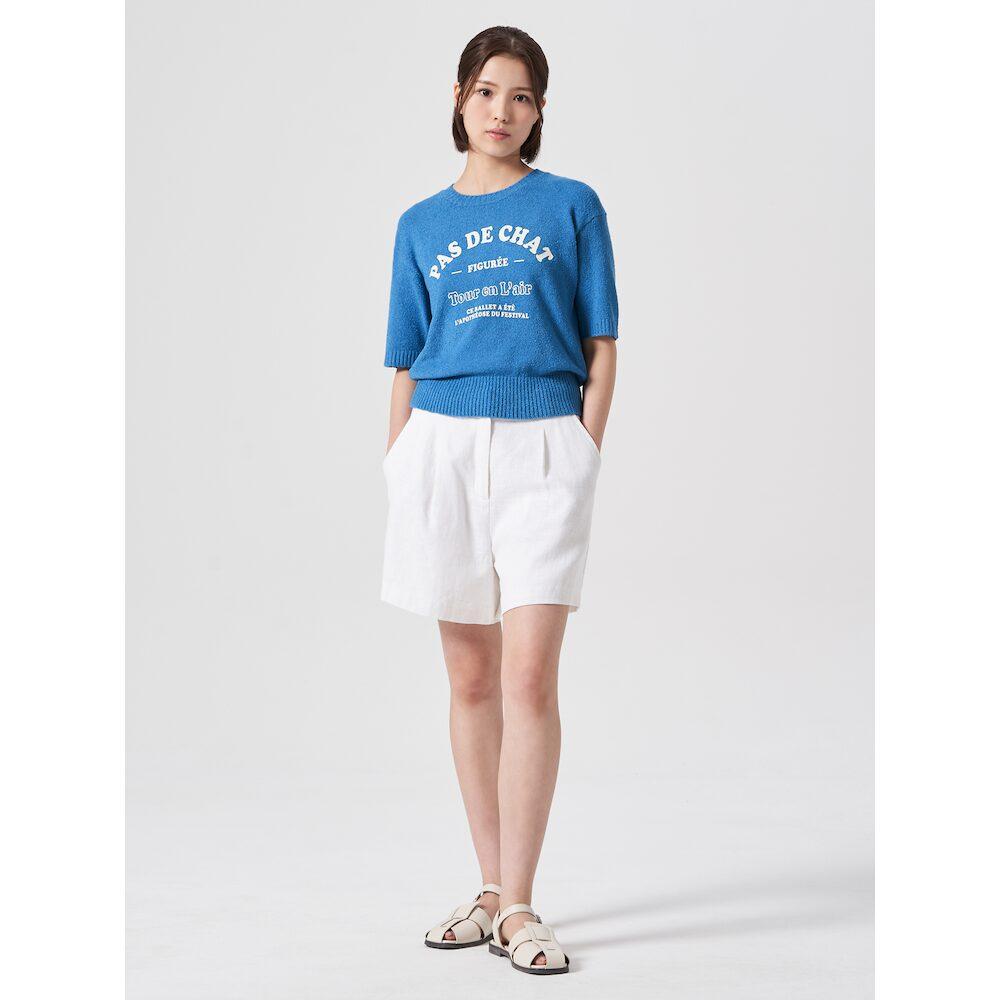 8SECONDS Lettering Round Neck Short Sleeve Pullover Blue (324751Ly8P)