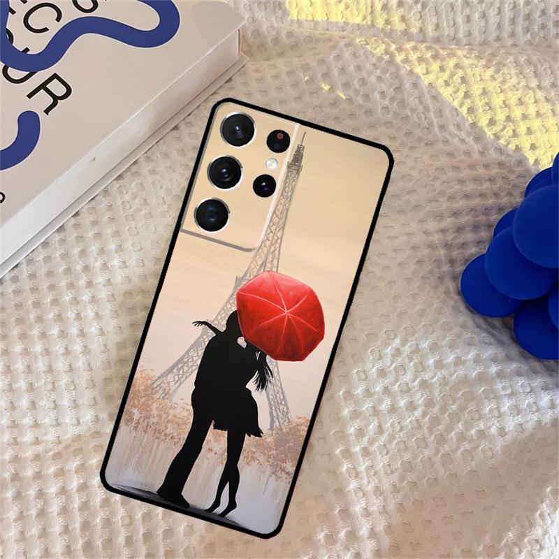 

Red Umbrella Eiffel Tower Phone Case For Samsung Galaxy S25 Ultra S9 S10 S20 S22 S21 S23 Plus S24 FE Portector Cover Galaxy S23Ultra