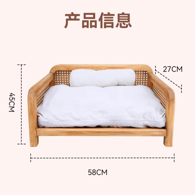 

Handwoven Rattan Cat Bed Summer Breathable Pet Sofa Multi-Functional Cat Hammock Space-Saving Minimalist Lounge for Living Room