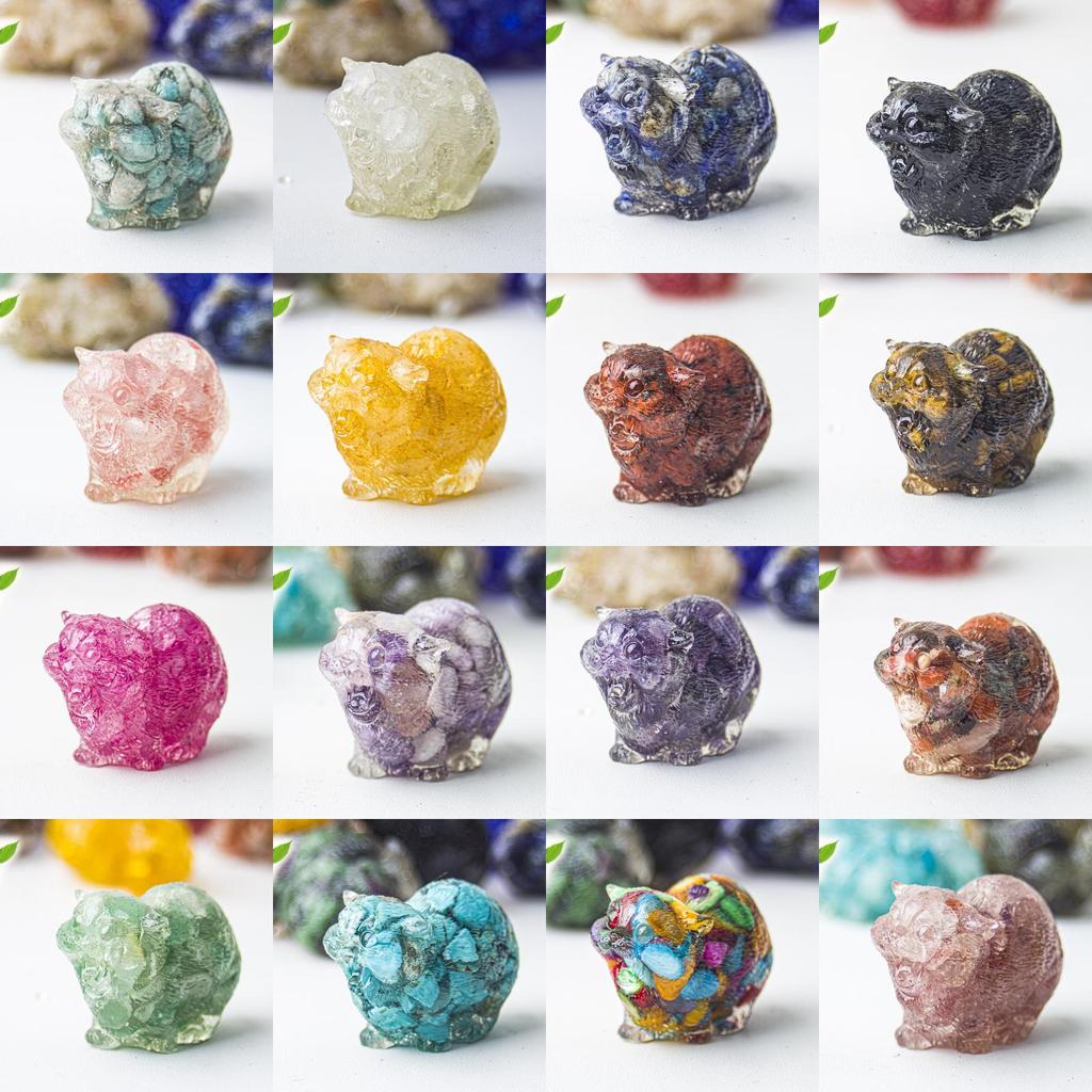 Decoración Animal de Resina Cristalina con Piedras de Ágata para Hogar Oficina Escritorio Arte Regalo Para Amigos