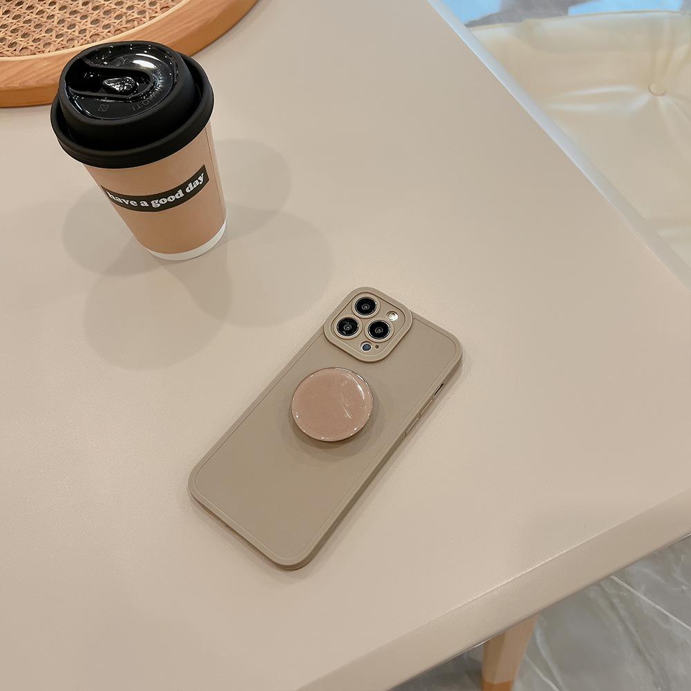 Luxury Bracket Phone Cases For iPhone 15 14 13 12 11 Pro Max Light Pure Colour Soft TPU With Holder Stand Back Cover Accessories