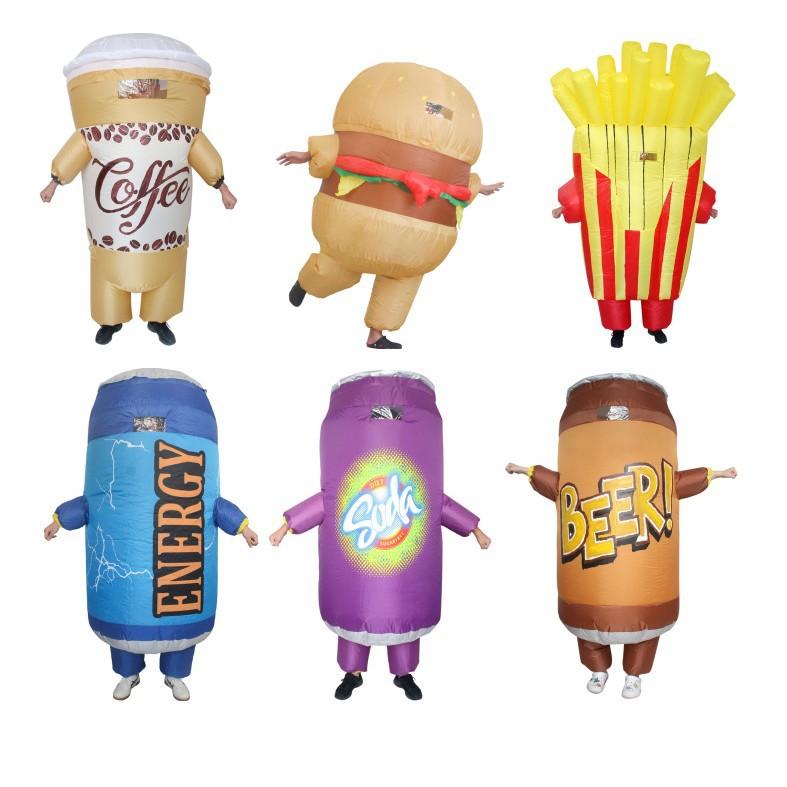 Cqqa Party Cartoon Doll Show Props Venue Adult Show Drinks Dress Up Props Costumes Fries Burger 150-190Cm