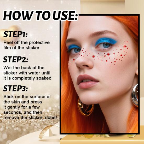 Temporary Tattoo Sticker, Red Freckles Face Tattoo, Waterproof Temporary Freckles Tattoo for Adults Festive Party Makeup
