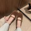 Real Wool Version~ Inner Height Increase 4cm Grape Ma Ballet Single Shoes Velvet Warm Fluffy Shoes Women Wear Mary Jane Shoes In Winter