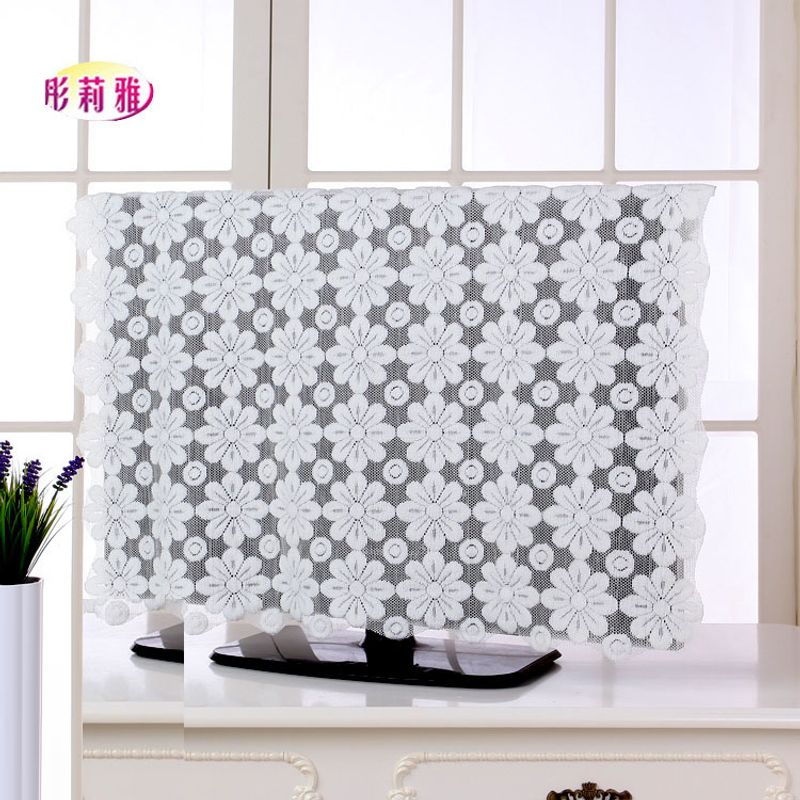 

Lace TV Cover Cloth Wall-Mounted LCD TV Dust Cloth Fabrics Tablecloth Refriderator Cover 32-Inch 85-Inch 55-Inch 75 32 inch (90*90cm) Pure white Gilli flower