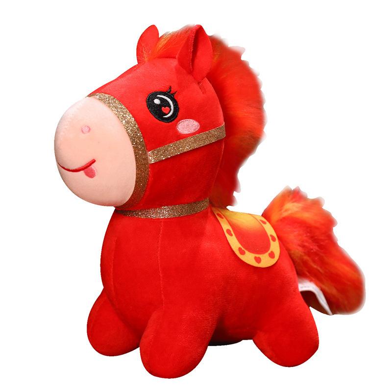 Cute Red Pony Doll Plush Toy Zodiac Horse Mascot Doll Doll Ornament Children's Gift