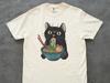 Cat Rahmen Unisex T-shirt, Cat Eating Ramen Funny Shirt, Graphic Tee for Cat Lovers, Vintage Kitty Top, Cool Casual Cat Print Shirt