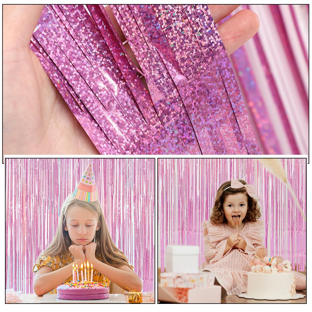 2pcs Raindrop Tinsel Fringe Curtain Plastic Door Decor For Wedding Party Backdrop Birthday Bachelorette Foil Streamer Background