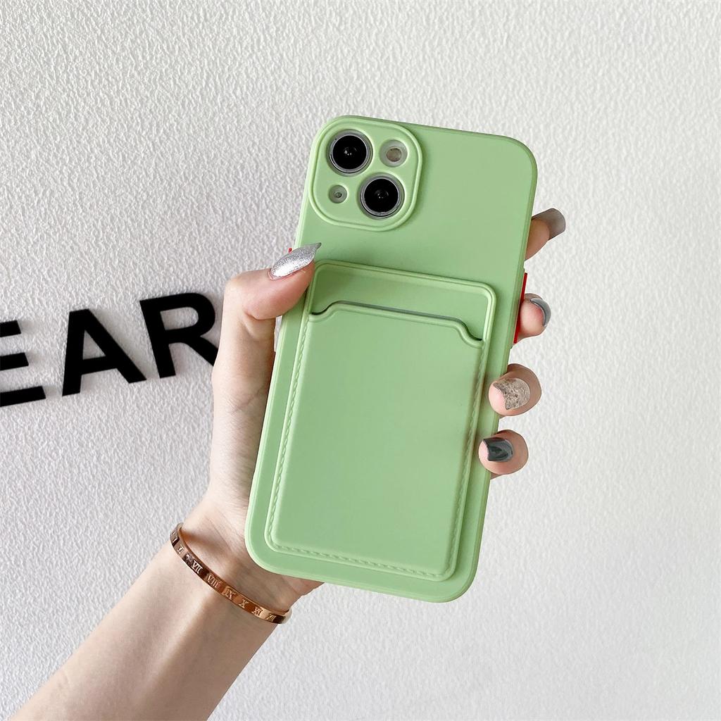 Měkký silikonový držák na karty pouzdro na telefon pro iPhone 16 15 14 13 12 Pro Max Mini Plus kontrastní barva tlačítka nárazuvzdorný zadní kryt