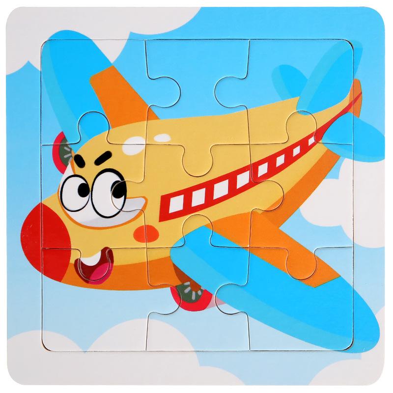 11cm Children Wooden Jigsaw Puzzle Games Cartoon Animal Vehicle Pattern Wooden 3d Puzzle Montessori Educational Toys