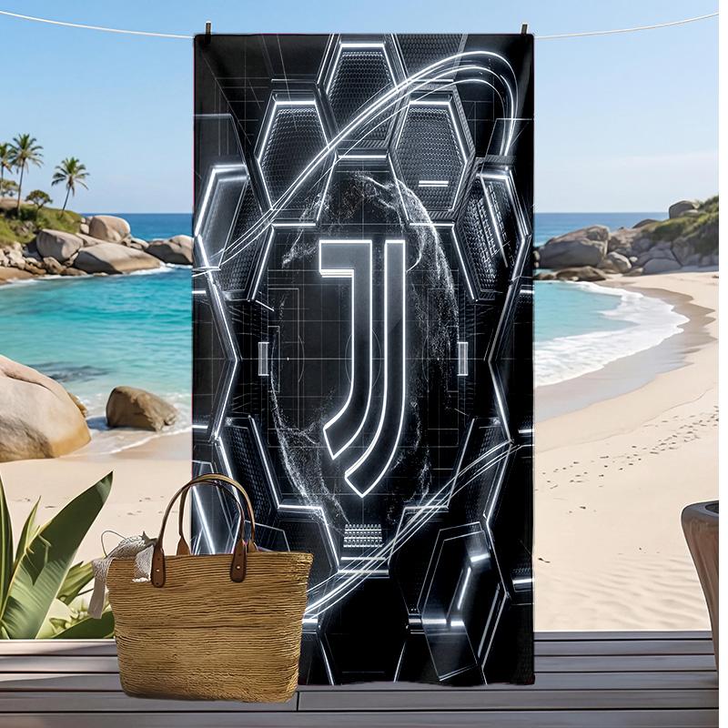 Juventus FC Printed Beach Towel Quick Dry Soft TowelPortable Large Rectangular Beach Blanket for Travel Swimming Pool