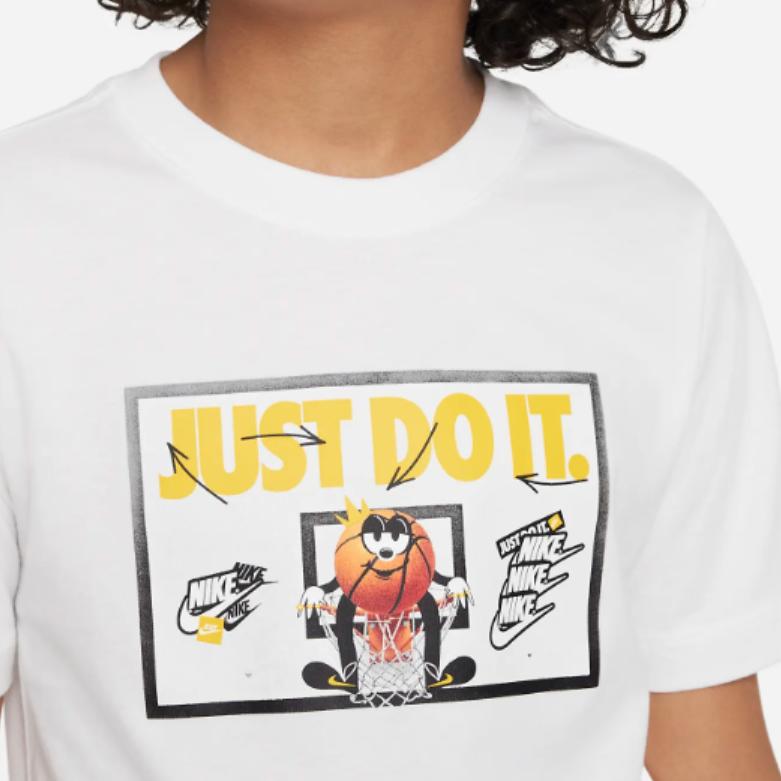 Nike Sportswear Letter Print Cartoon Anime Pattern Sports Short Sleeve T-Shirt Kids T-Shirts White FD3964-100