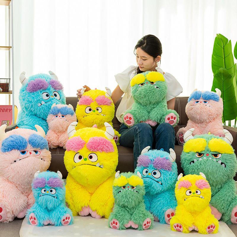 Adorable Long-haired Monster Plush Pillow For Girls Cute Sofa Toy In Soft Colors