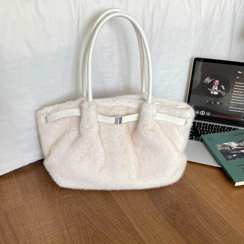 Winter Limited Edition Design Fluffy Tote Bag for Commuting, Single-shoulder Handbag