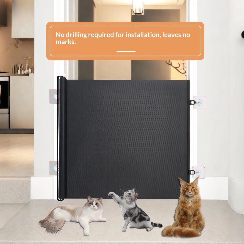Retractable Pet Gate Screen Door-Stair Gates For Dog Cat Portable Dog Gates With Reinforced Strip Design To Prevent Crawling