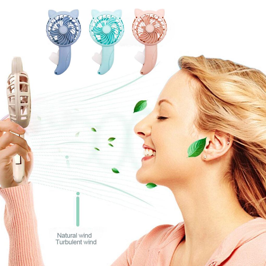 Hand Pressure Fan Without Battery Cooling Cartoon Summer Mini Fans Small Manual Household Children Kids 3 Colors