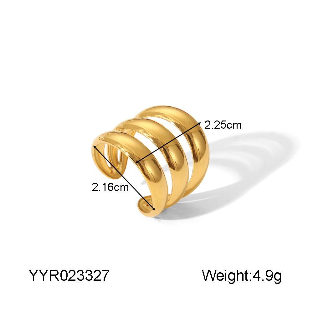 Gold Color Stainless Steel Openable Rings For Women Geometric Layered Figure Accessory
