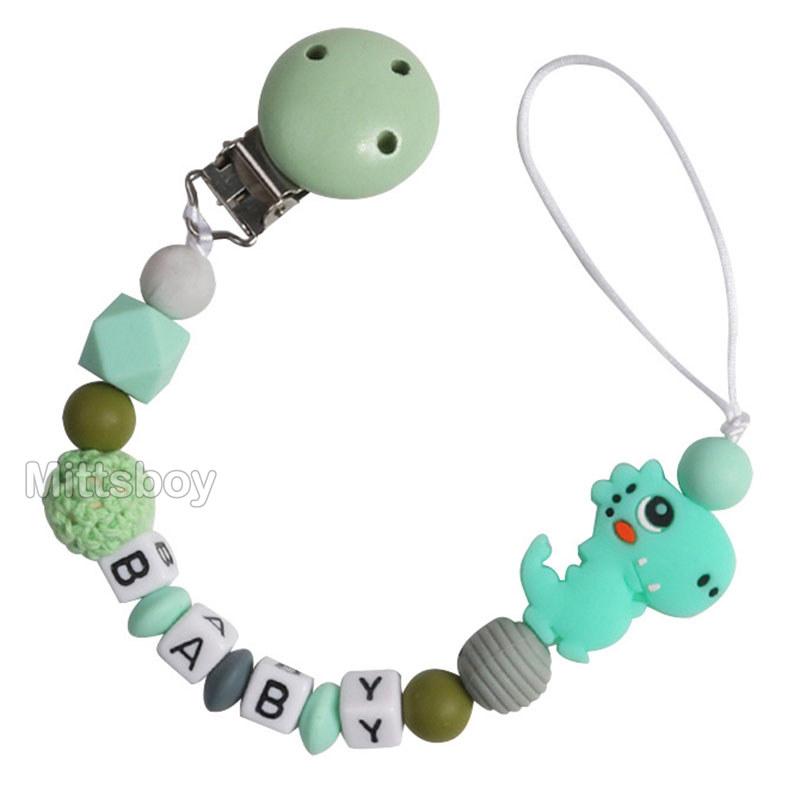 Personalized Name Handmade Silicone Baby Beech Dummy Pacifier Clip Safe Teething Chain Teether Pacifier chains Holder Chain Gift