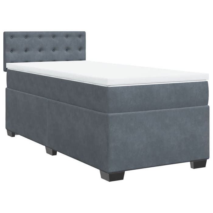Cadre de lit avec matelas - Maison Exclusive - 90x200 cm - Velours gris foncé - Surmatelas confortable