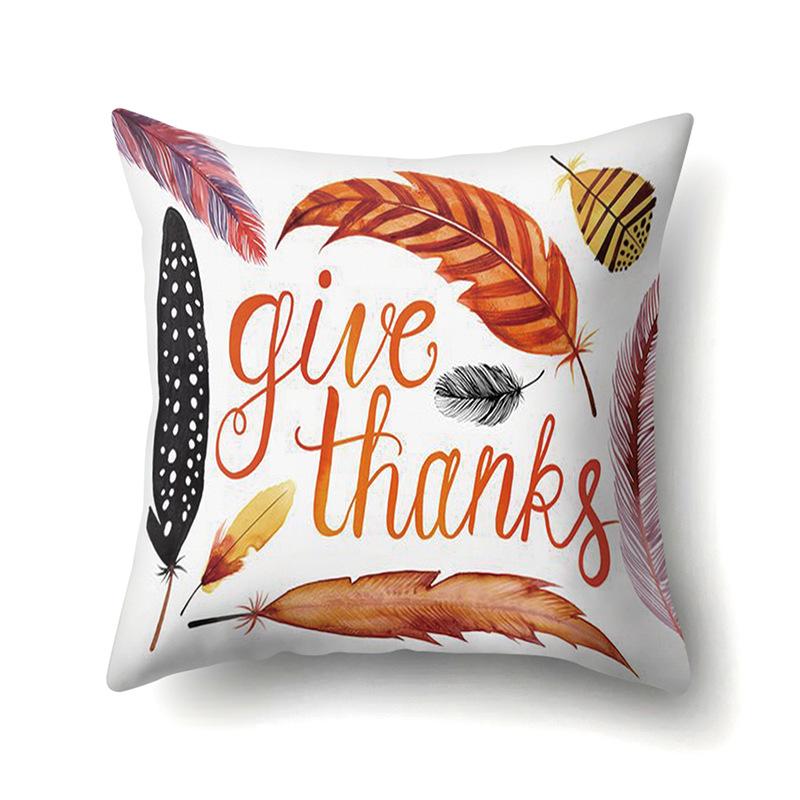 Thanksgiving Pillowcase Blessing Maple Leaf Pumpkin Sofa Cushion Cover Office Home Living Room Pillowcase