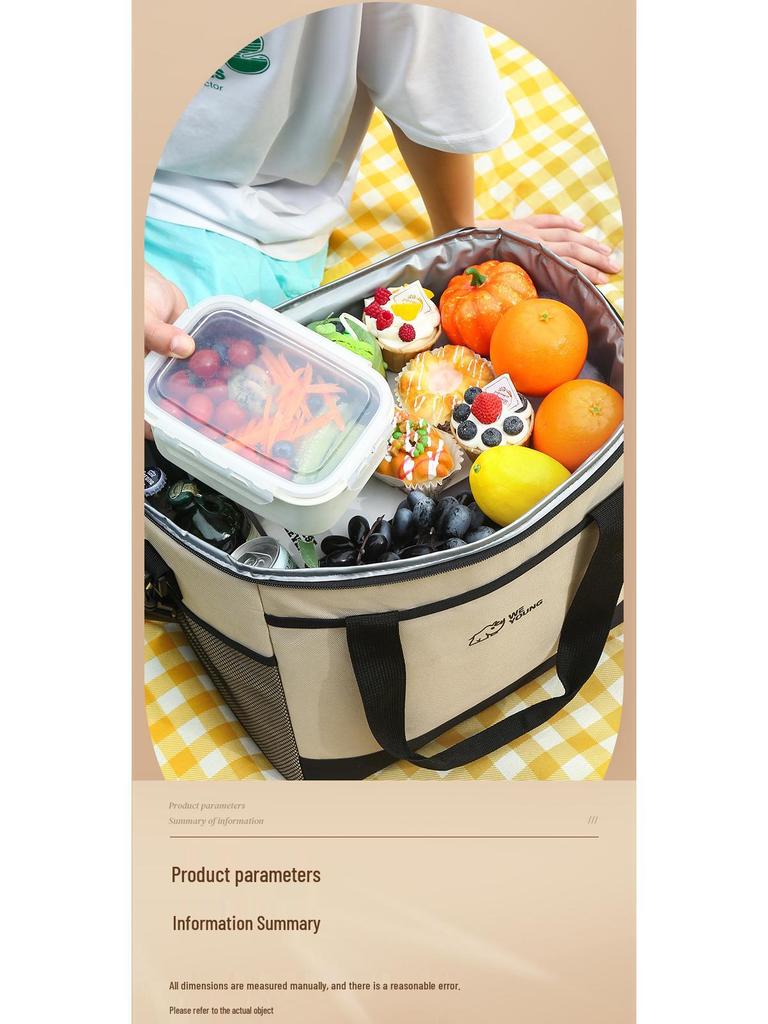 Portable Insulated Picnic Bag: Large Capacity, Waterproof, and Ideal for Outdoor Camping and Cold Storage
