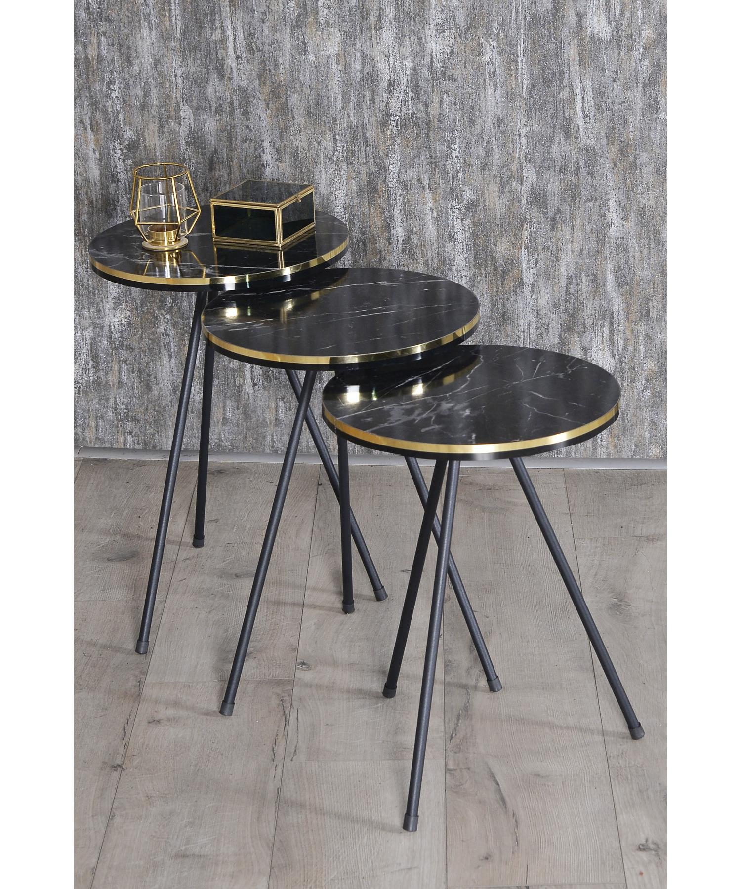 

Столик для гнездования Black Metal Leg Double Gold Bendir