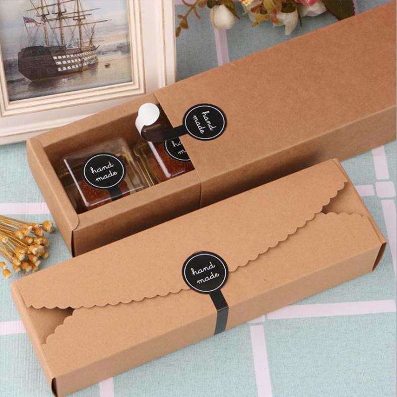 100PCS Adhesive Long Style Handmade Cake Packaging Sealing Label Kraft Sticker