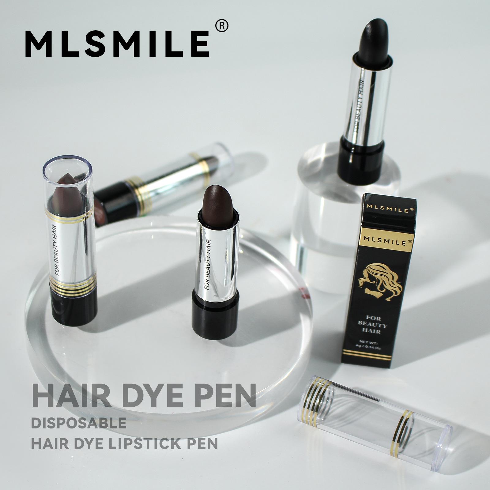 Temporäre Haarfarbe Als Lippenstift – Wasserdicht, Zum Abdecken Von Grauen Haaren, Inkl. 2 Haarspangen (Schwarz)