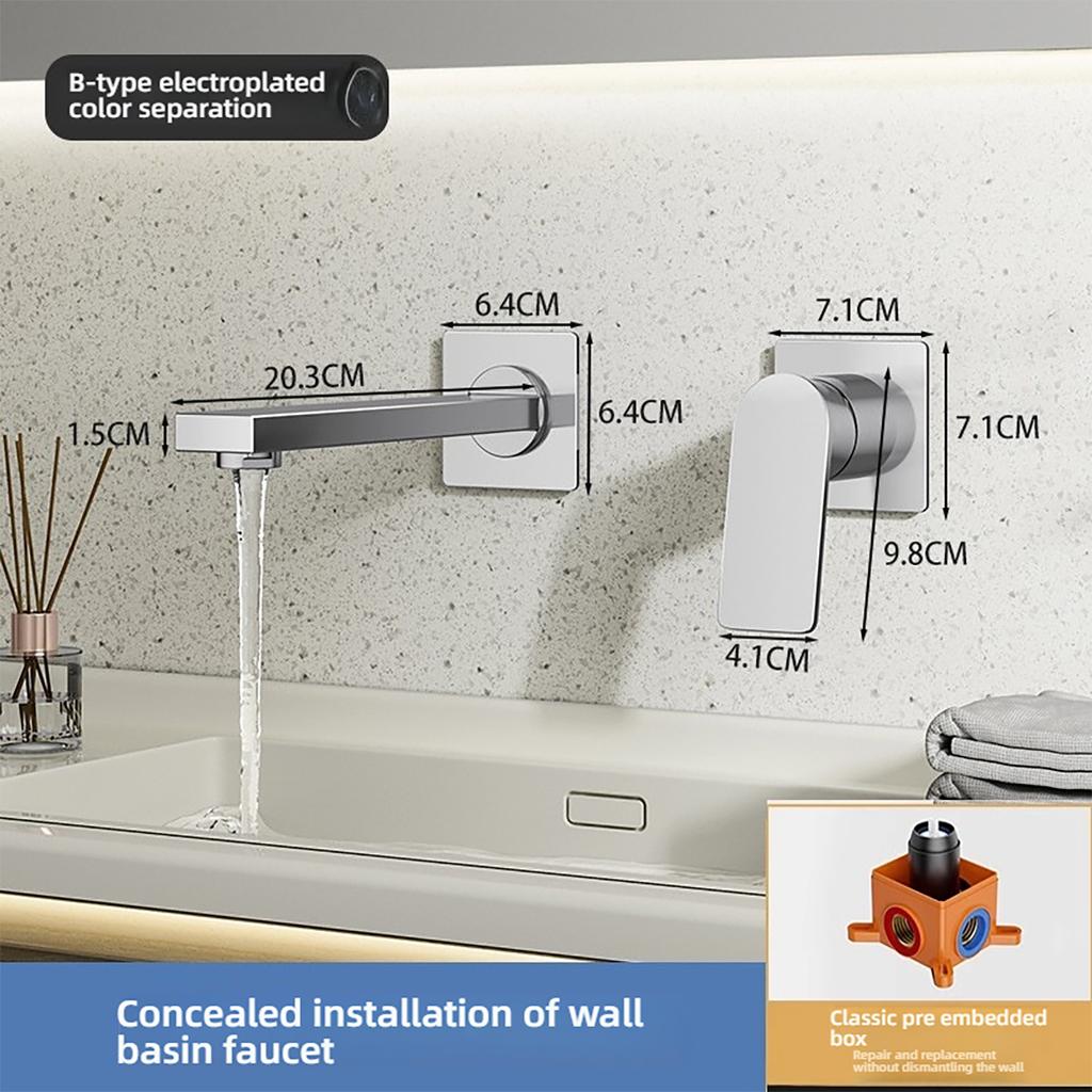 Bathroom wall mounted faucet, hot and cold wall mounted faucet, bathroom wall mounted cannon copper faucet, concealed faucet