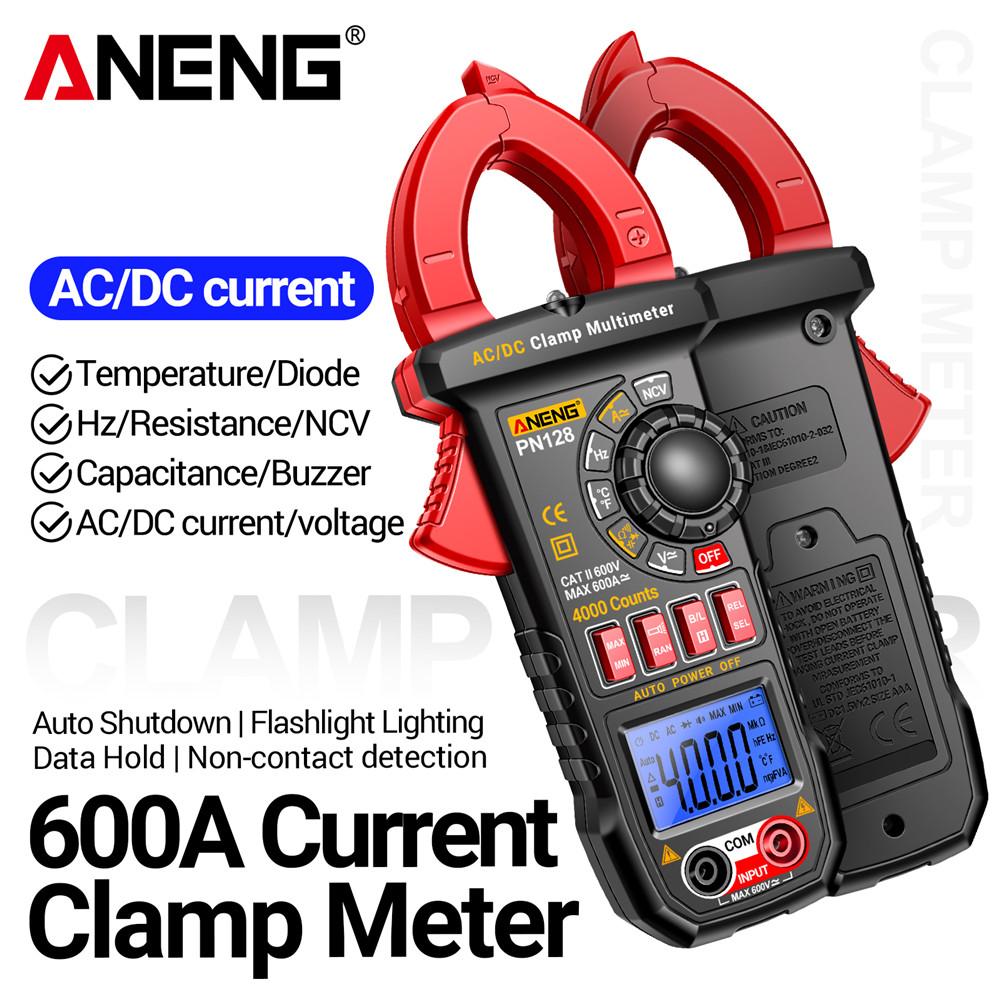 2026 New ANENG PN128 Clamp Meter Multimeter AC/DC Voltage 600A Current Clamp NCV True Rms Diode NCV Induction Electrician Tester Tools Digital Display
