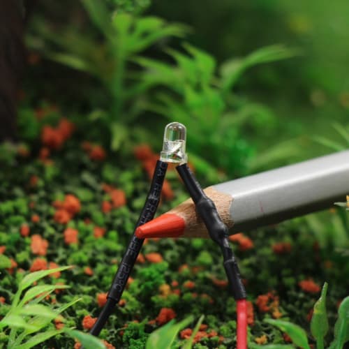 20-Pack 3mm White Chip LEDs with Wiring and Resistors for Diorama Lighting, Model Trains, Railways, Buildings, and More