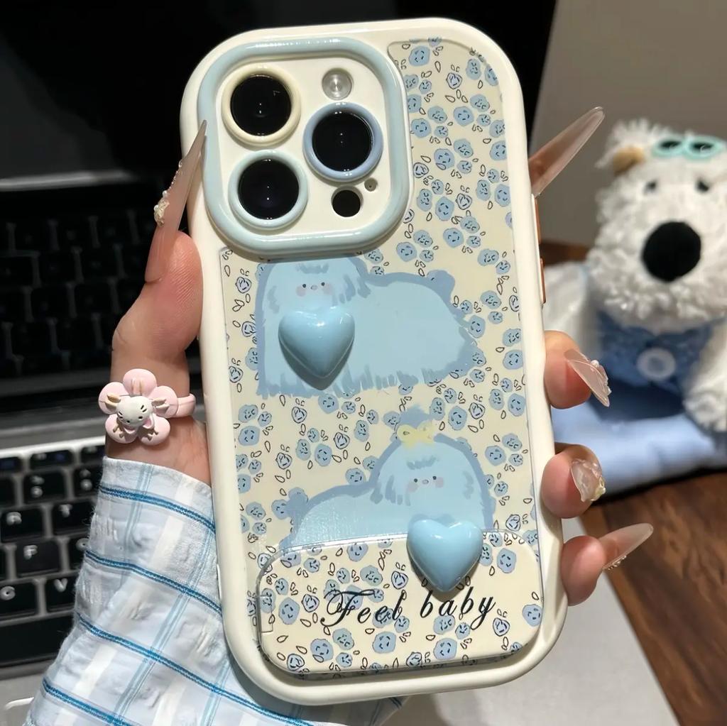 Blue Floral Dog is suitable for VIVOX300PRO/S30 phone cases, Redmi Note14 Pro/K70 phone cases
