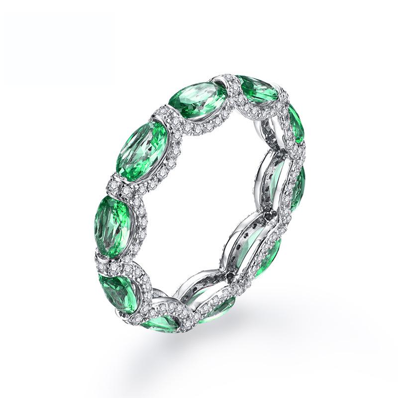 European & American S925 Sterling Silver Ring with Multicolor Gemstones, Paved Diamonds, Ruby, Green Stone & Synthetic Spinel