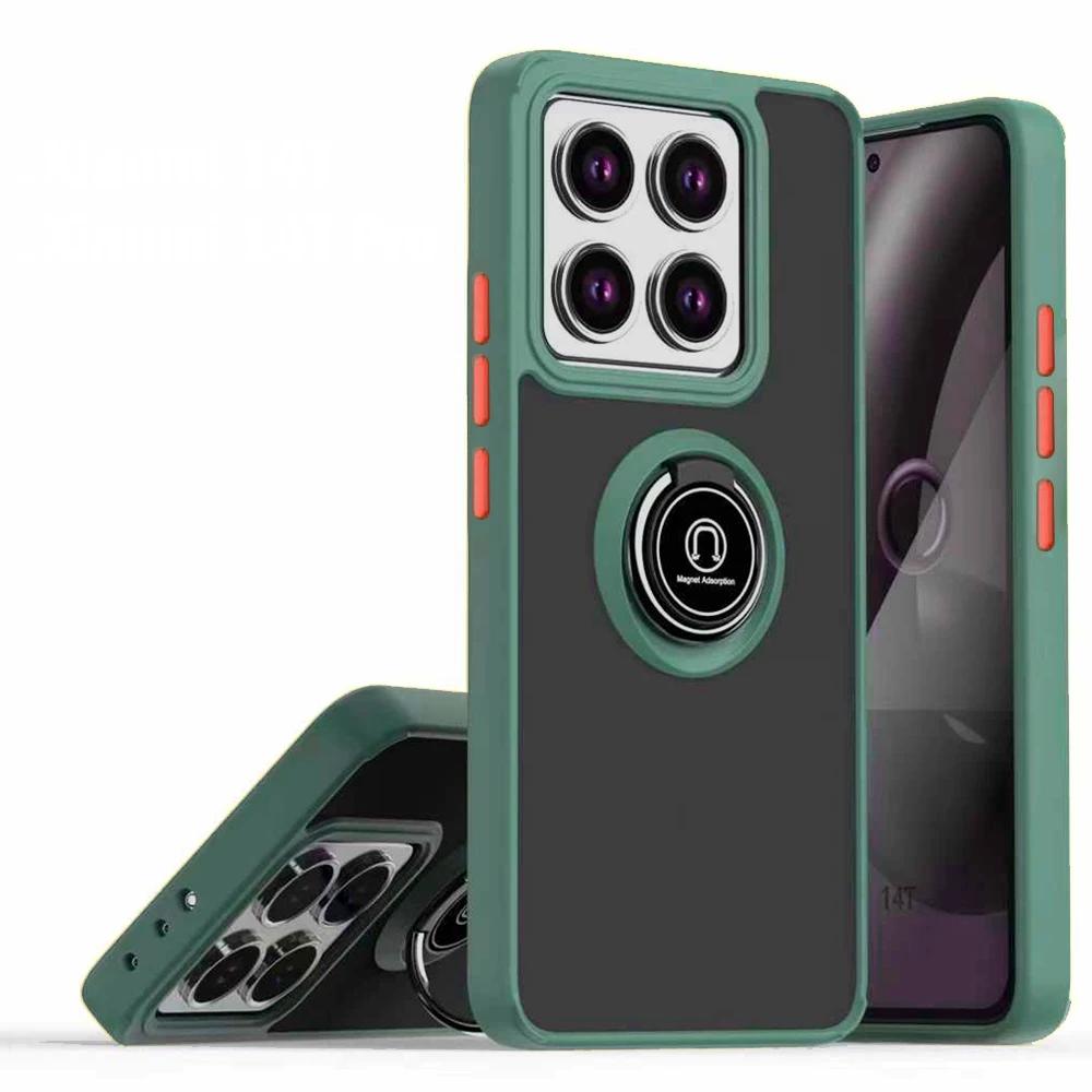 Armor Holder Funda for Xiaomi 14T Pro Case Translucent Frosted Ring Stand Protection Back Cover for Xiaomi 14T Shockproof Capa