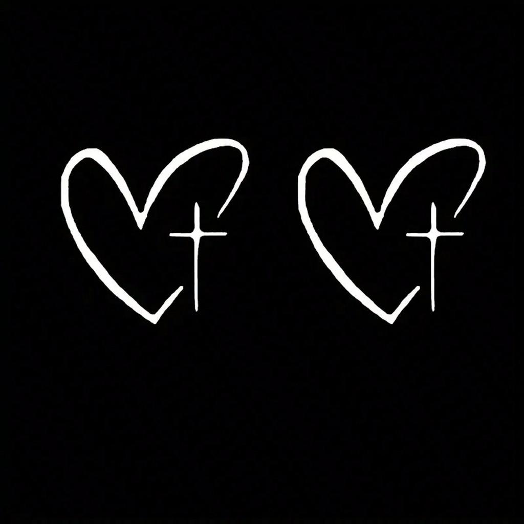 2pcs/Set Heart Cross Mirror Sticker, Personalized Creative Decoration Waterproof Sunscreen Sticker for Cars