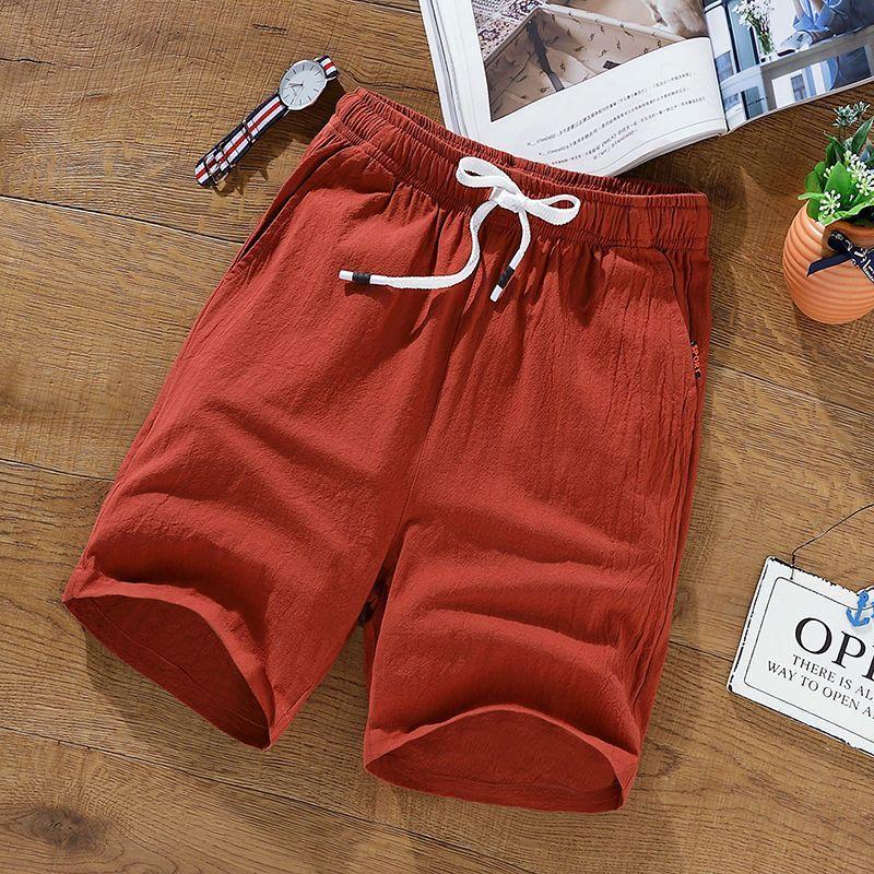 Summer Casual Korean Cotton and Linen Shorts Men's Plus Fat Plus Fat Fat Guy Plus Size Beach Pants Linen Five-point Pants