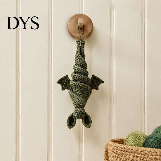 Crochet Bat Kit Wind Spinner DIY Kit, Halloween Knitted Spiral Hanging Decoration Gothic Style Decor with Yarn And Hook, Spooky Handmade Complete