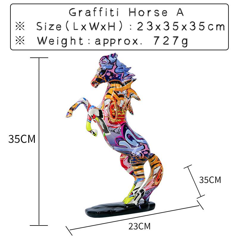 Creative Resin Graffiti Art Horse Sculpture Decoration Paint Colorful Animal Statue Home Living Room Ornament Office Desk Crafts