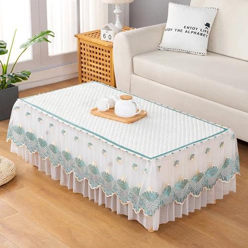Bawełniany Biały Prostokątny Obrus Koronkowy Stolik Kawowy Ochrona przed Kurzem z Haftem Szafka TV Dwuwarstwowy Wszechstronny Obrus