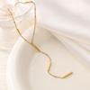 18K Gold Y-Shaped Tassel Cross Necklace for Women - Stainless Steel, Colorfast Clavicle Chain Sweater Accessory
