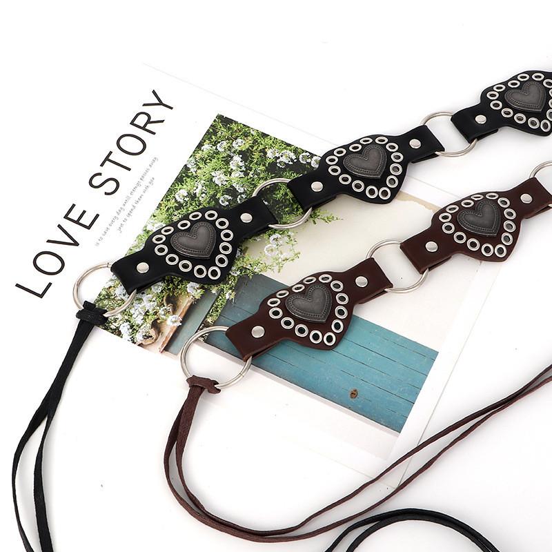 Waist Belt Bohemian For Women With Heart Decor And Gold Buckle For Wear Casual