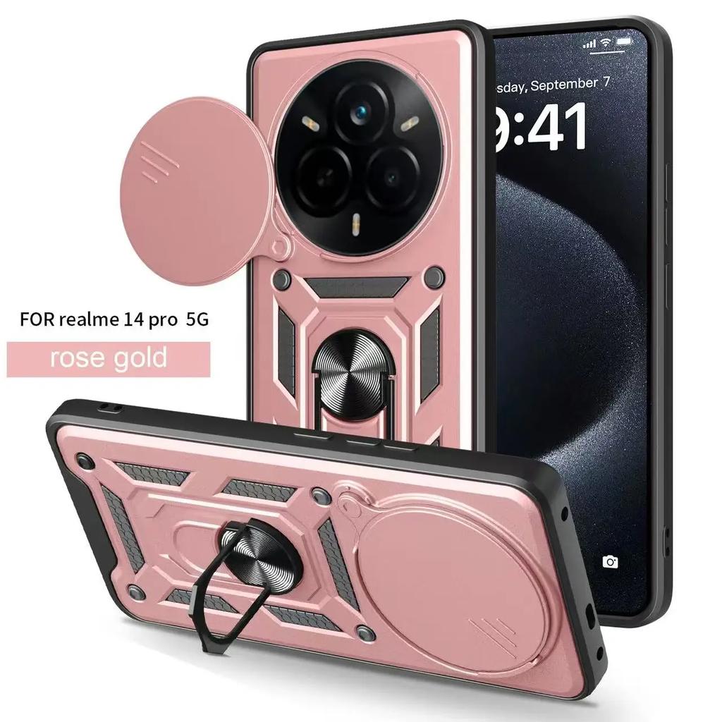Case for Redmi Note 14 Pro Plus 4G 5G 14C 14R Ring holder Stand Car Magnetic  Armor Shockproof Sliding lens protective cover