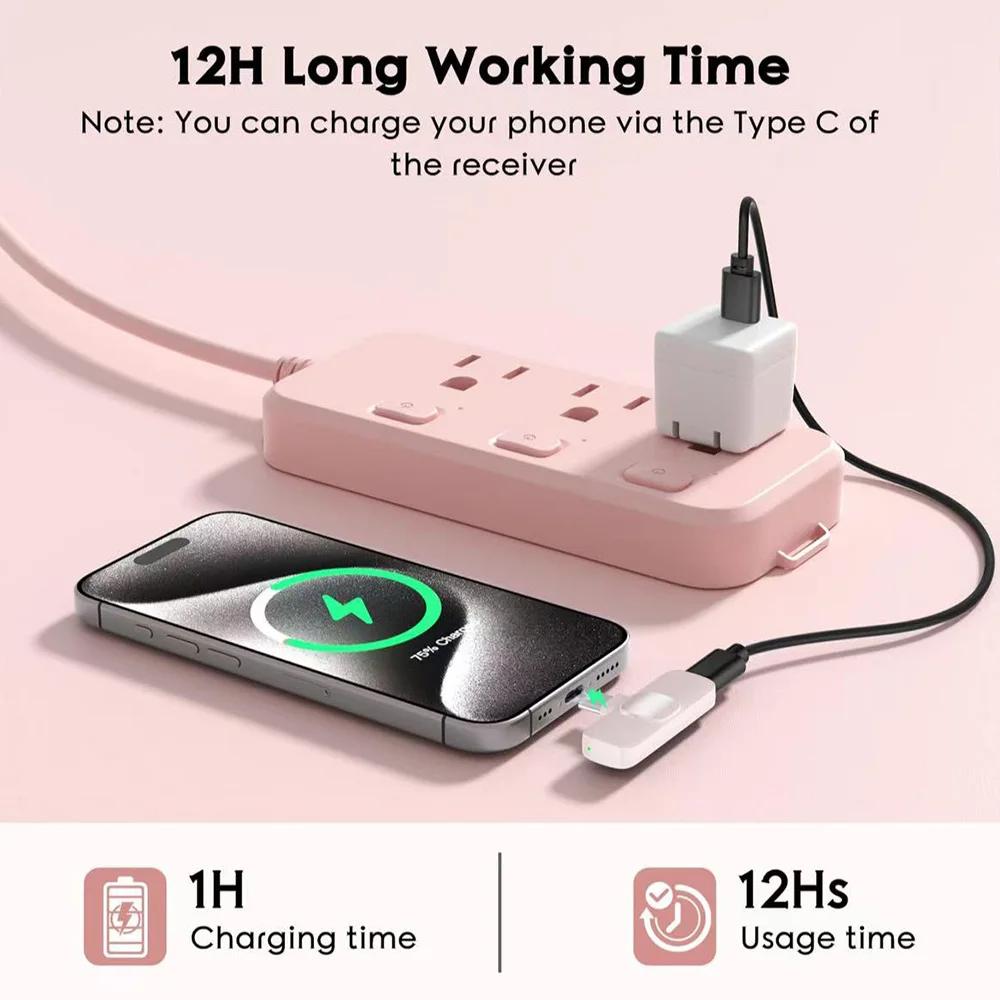2.4G Lavalier Microphone Mini Wireless Microphone Audio Video Recording Mic for iPhone Android Phone for Live Broadcast Game
